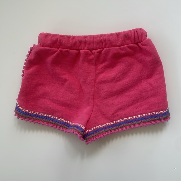 Boden Little Girls Pink Embroidered Pom Pom Trim French Terry Shorts Size 5Y - Picture 2 of 6